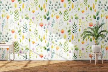 Wall Colorful watercolor paints Mockup
