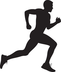 Silhouette Illustration of a Male Runner Sprinting on a Background for Fitness and Athletics