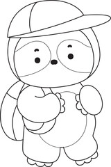 Coloring pages of Funny baby sloth animal series stock illustration. 