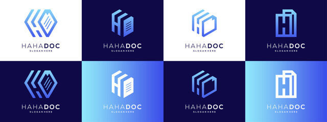 Set Collections of Letter H with File Folder Document, Logo Design Inspirations.