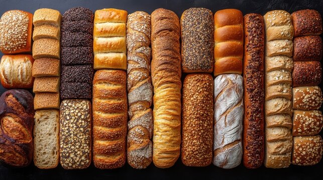 Bunch of breads on a table food background
