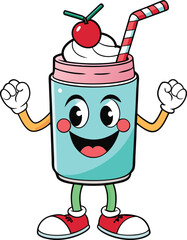 Cartoon illustration of various cans and containers including paint cans and drink cans in a colorful vector style