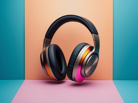 Floating Minimalist Headphones on Gradient Background
