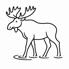 Isolated wild animal vector illustration of a deer with big horns, a cartoon reindeer silhouette