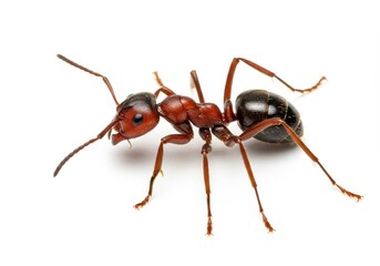 Fototapeta premium Ant isolated on white background, showing detailed anatomy and segmented body