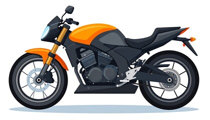 Orange Motorcycle Side View.