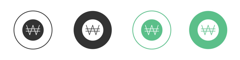 Korean won icon logo vector set. Graphic design elements