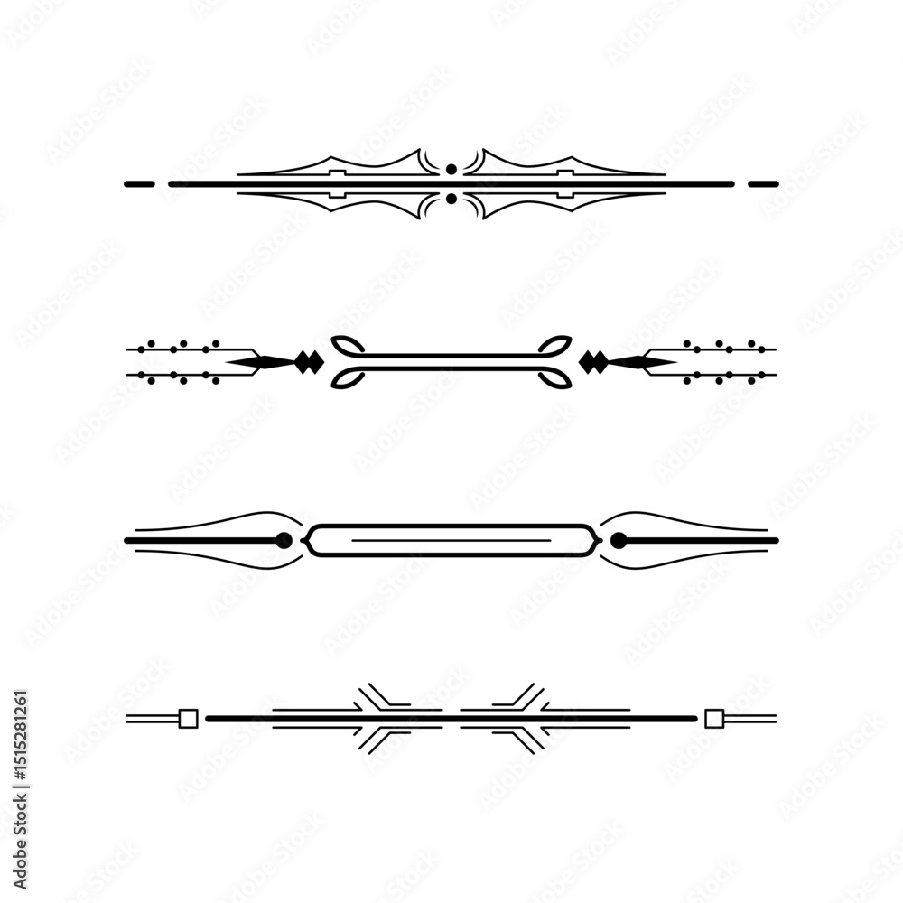 Poster set black simple line collection doodle border elements vector design style sketch isolated illustra