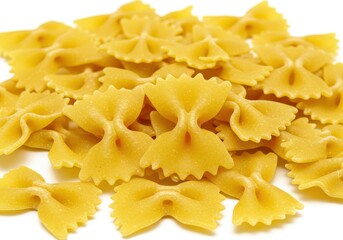 Pile of farfalle pasta isolated on white background, a classic Italian staple food