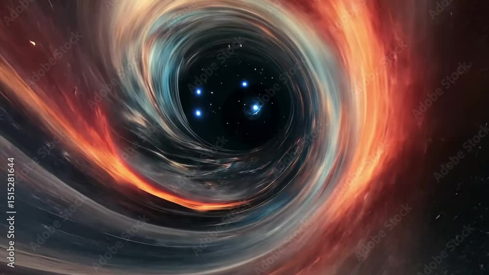Wall mural cosmic swirl of nebulae surrounding a striking black hole in deep space, a cosmic swirl of nebulae a
