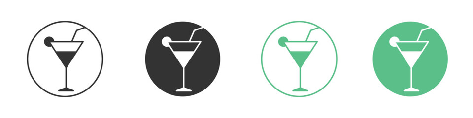 Martini glass icon logo vector set. Graphic design elements
