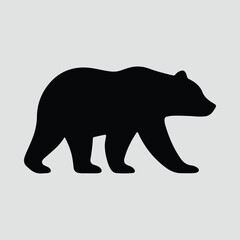Bear walking in side profile simple black silhouette Vector Illustration