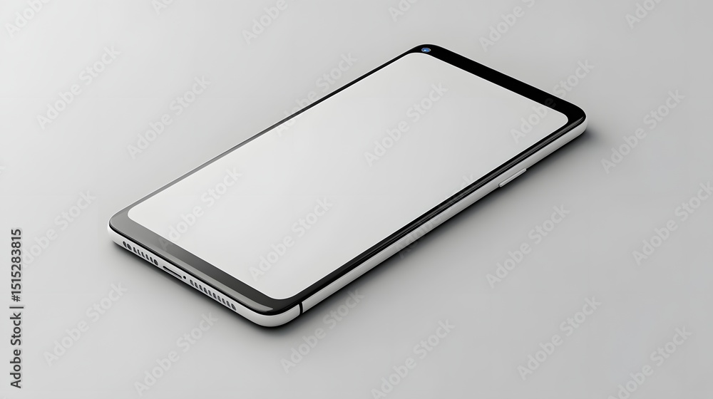 Aufkleber modern smartphone with blank screen displayed on a light surface.