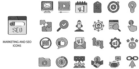 Marketing simple concept 24 Grew color icons set .Vector illustration.