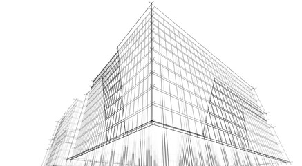 Architecture building 3d rendering. Concept sketch.