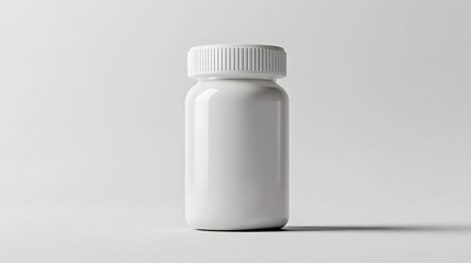 Empty white plastic bottle with a ribbed lid.