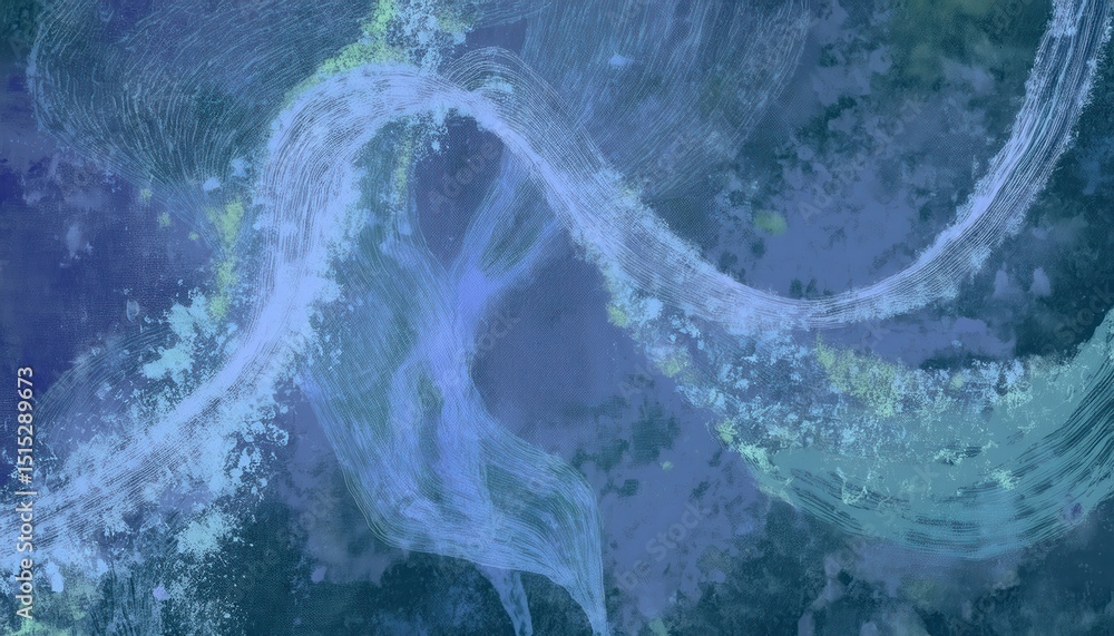 Poster abstract aerial river stream with fine linear textures and oceanic blue green hues for modern web de