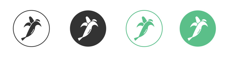 Peeled banana icon logo vector set. Graphic design elements