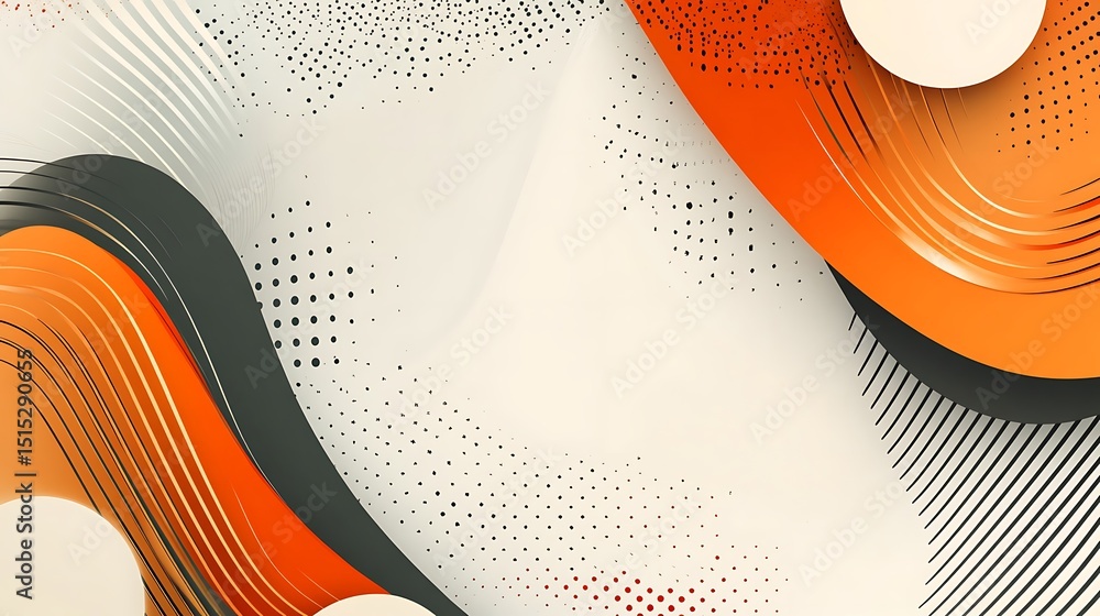 Poster orange abstract swirls: a dynamic abstract background featuring bold orange and black swirls, accent