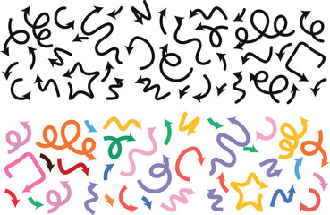 Seamless Zig Zag Line Arrow Pattern – Vector Illustration Set of Hand-Drawn Sketch Style Icons and Symbols – Decorative Art Design Collection with Repetitive Texture for Wallpaper, Background, and Gra