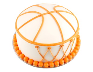 Basketball-Themed Cake with Orange Frosting