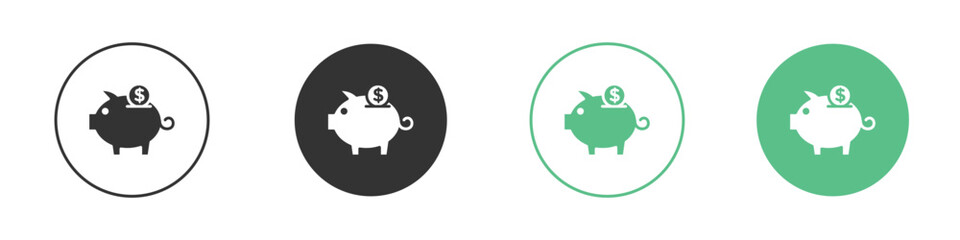 Piggy bank icon logo vector set. Graphic design elements