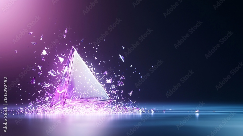 Poster dynamic triangle fragments in dark abstract gradient