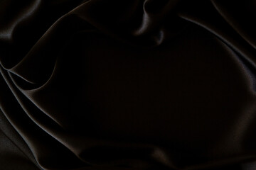 Draped Black Silk Satin Fabric Background