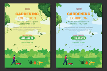 lawn & garden flyer design template landscaping services Tree and gardening service poster leaflet design. lawnmower flyer. Lawn care social media post promotion template design