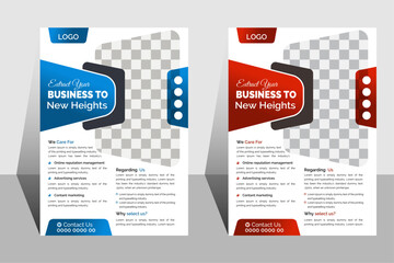 Business Flyer: A business flyer with two versions, one blue, one red, ready for content, embodying professionalism and promoting opportunities.