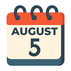 5 august calendar vector on white background
Vector calendar with date