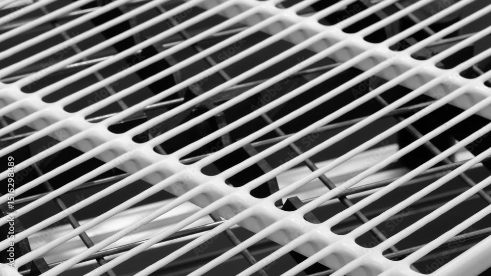 Aufkleber a close up of a white grill with black holes in it. the grill is made of metal and has a mesh patter