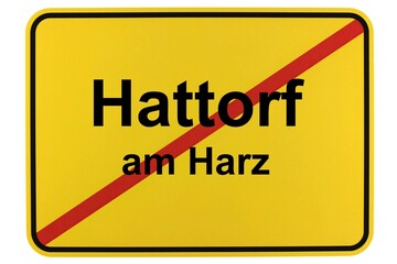 Illustration eines Ortsschildes der Gemeinde Hattorf am Harz in Niedersachsen