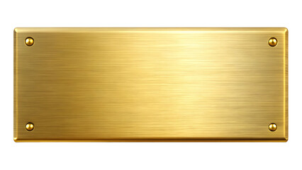 Golden Shiny Blank Metal Nameplate on Pure White Background – 3D Illustration

