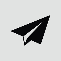 Silhouette Paper plane flying diagonally with triangle trail Vector Illustration