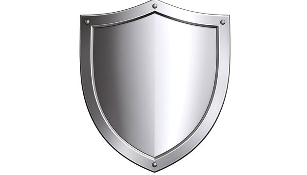Silver shield with protection symbol.