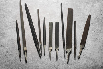 A set of metal files.