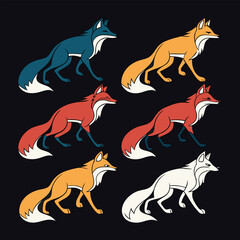 Fototapeta premium vector illustration of a wolf and fox set
