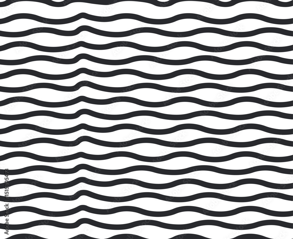 Aufkleber seamless wavy lines pattern in black and white abstract wave background modern design simple graphic