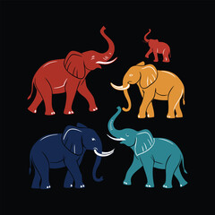 set of elephants vector 
