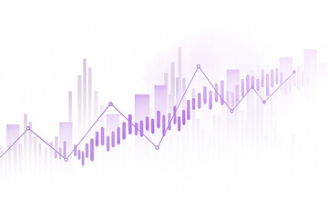Modern Purple Financial Data Graph Visualization with Trend Lines and Analytics Bars for Business, Economy, Investment, and Market Analysis