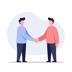 Two men shaking hands in a minimalist style illustration
