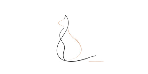 Minimalist cat outline drawing with simple line art style  