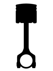 Silhouette of an engine piston with a connecting rod.