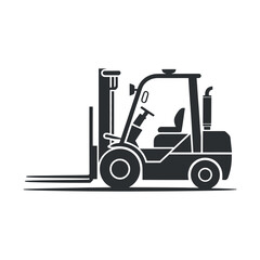Monochrome Icon Illustration of a Forklift Truck for Warehouse or Construction Site Representing Industrial Equipment and Material Handling with a Clean Vector Design