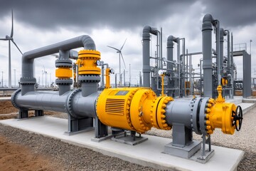 Gas pipeline infrastructure connecting to wind turbines for renewable energy
