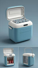 Retro Cooler with Beverages - Summer Refreshment, Outdoor Lifestyle, Portable Cooling, Vintage Style, Beach Party