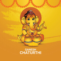 Illustration of lord ganpati for happy ganesh chaturthi