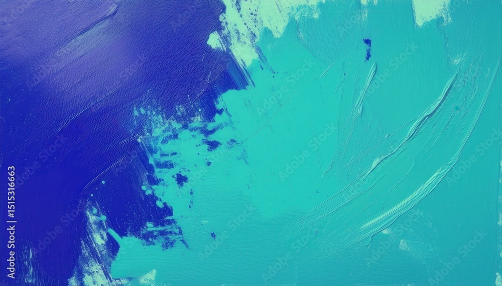 Leinwandbilder abstract cyan paint splash on ultramarine background for modern web design, tech branding, digital art print, or futuristic concept layout with bold texture and dynamic brushstroke elements

