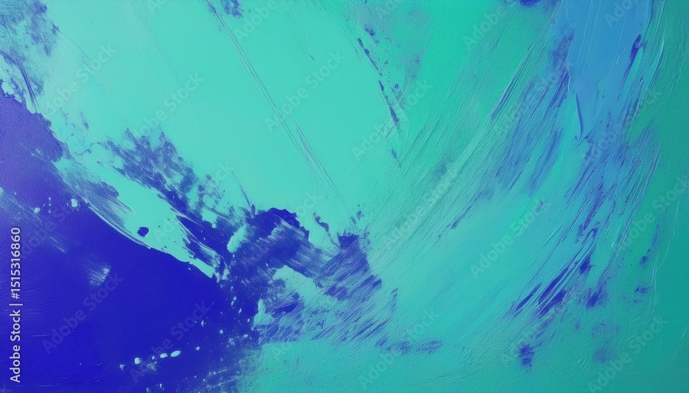 Fototapete abstract cyan paint splash on ultramarine background for modern web design, tech branding, digital a